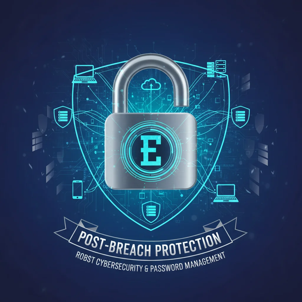 Secure padlock icon over digital network, symbolizing strong passwords