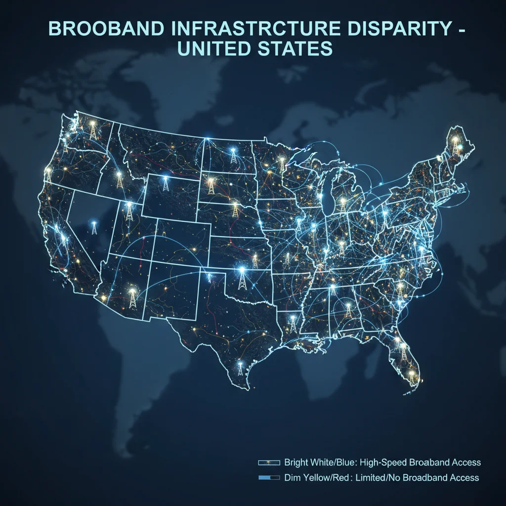 Broadband infrastructure map showing connectivity disparities
