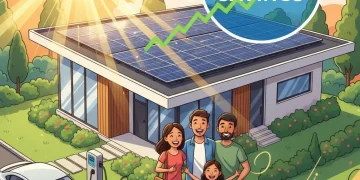 Family home with solar panels, illustrating federal tax credit savings